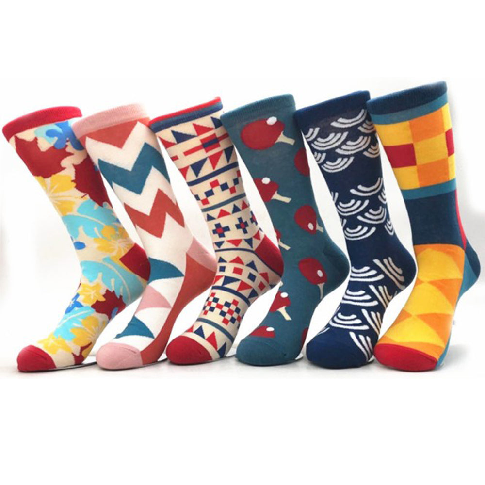 10 Pairs of Novelty Printed Men's Socks Set Fruits Pattern and Colourful Graphics Pattern
