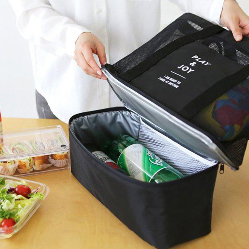 2X Double-Deck Beach Cooler Bag Black