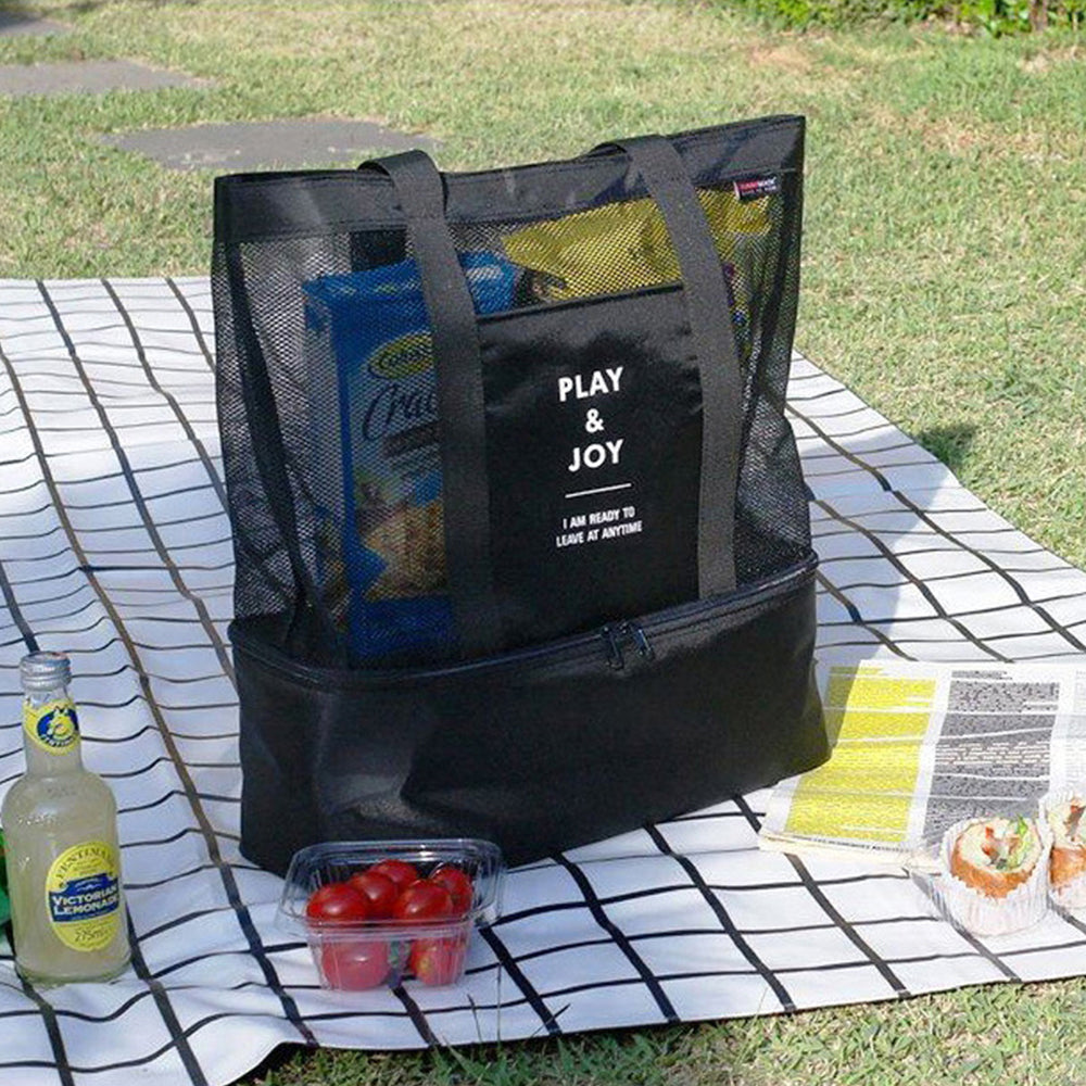 2X Double-Deck Beach Cooler Bag Black