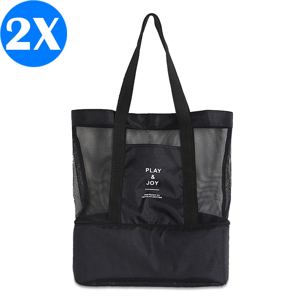 2X Double-Deck Beach Cooler Bag Black