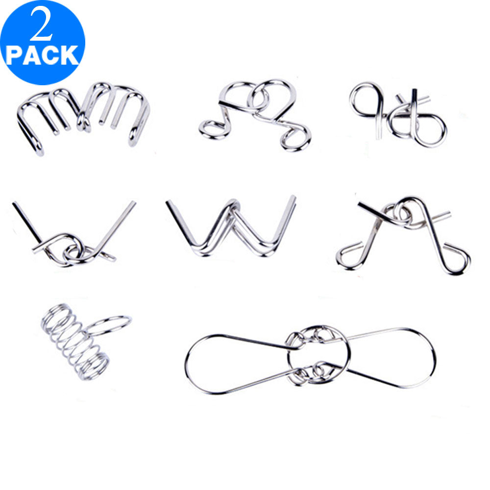 2 X 8PCS Brain Teasers Metal Puzzles Set