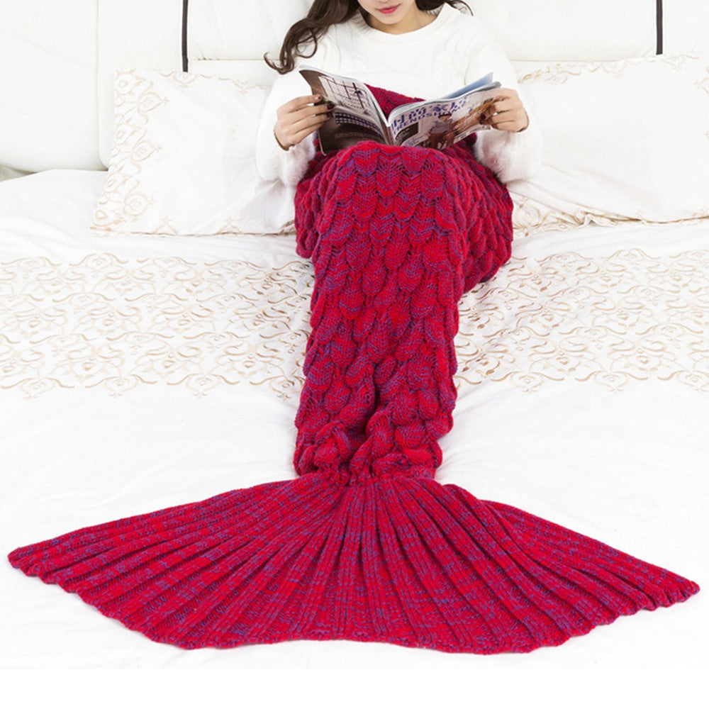 195x95cm Adult Mermaid Tail Style Blanket Red