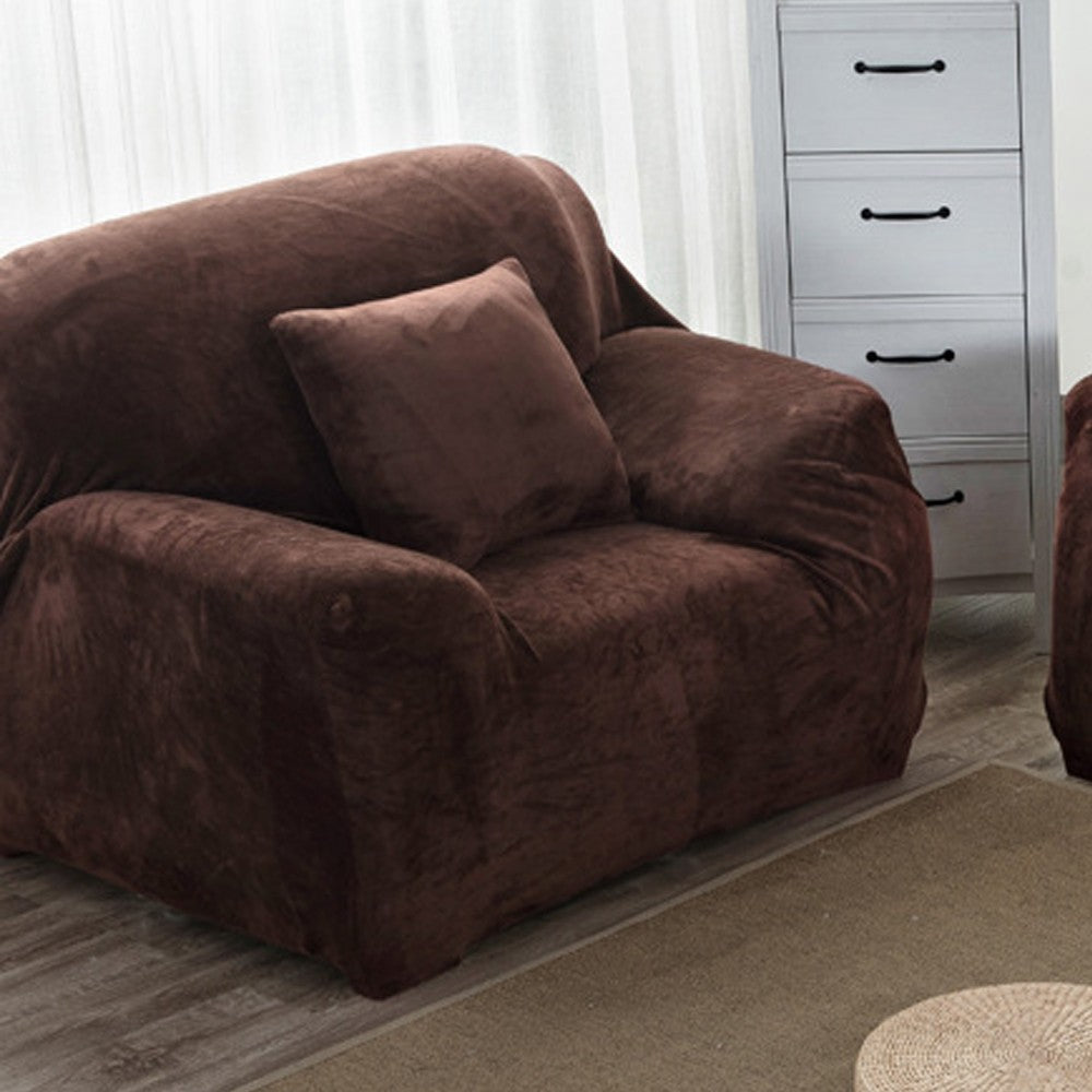 One Seater Fleeced Sofa Cover Coffee