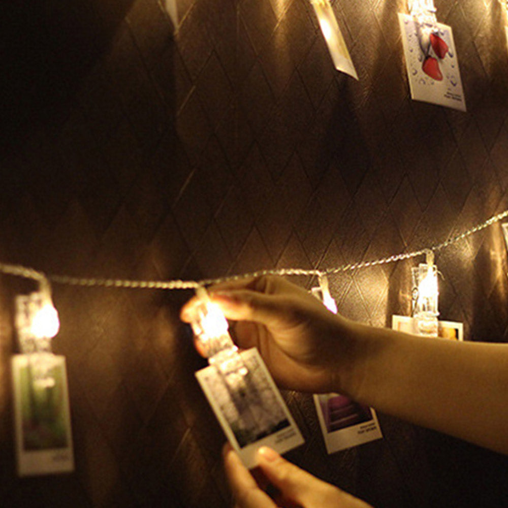 2X Home Decor Battery-Operated 10 LED Peg Clip String Lights