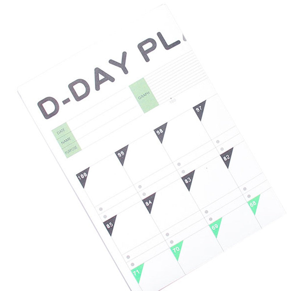 6 Pack 100 Days Count-Down Planners