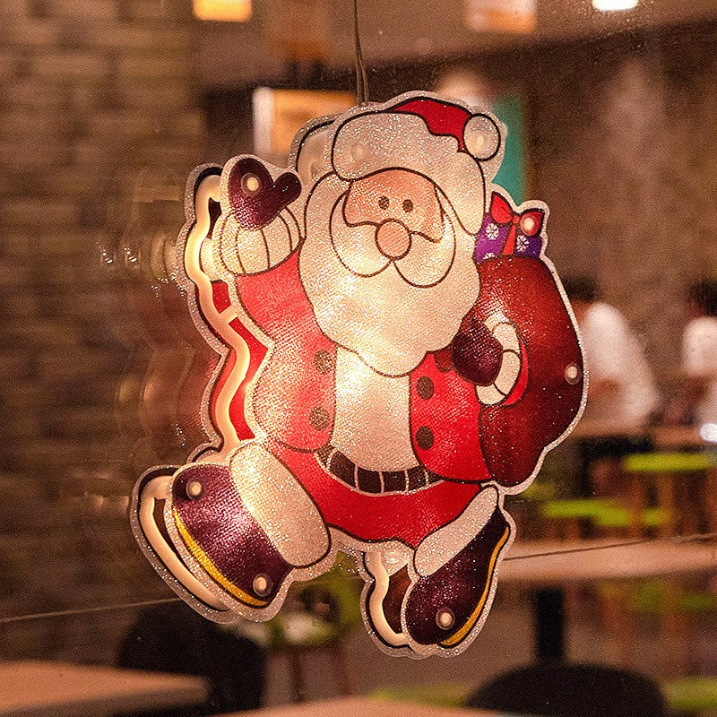 Santa Claus Elk Fairy Lights 3D Window Hanging Lamp Decorative LED Lights