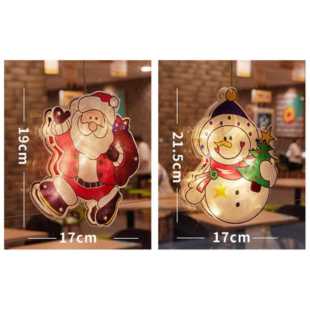 Santa Claus Elk Fairy Lights 3D Window Hanging Lamp Decorative LED Lights