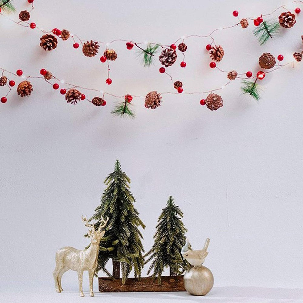 3m 30Led Christmas Bell Pine Needle Pine Cone Xmas Garland with Light