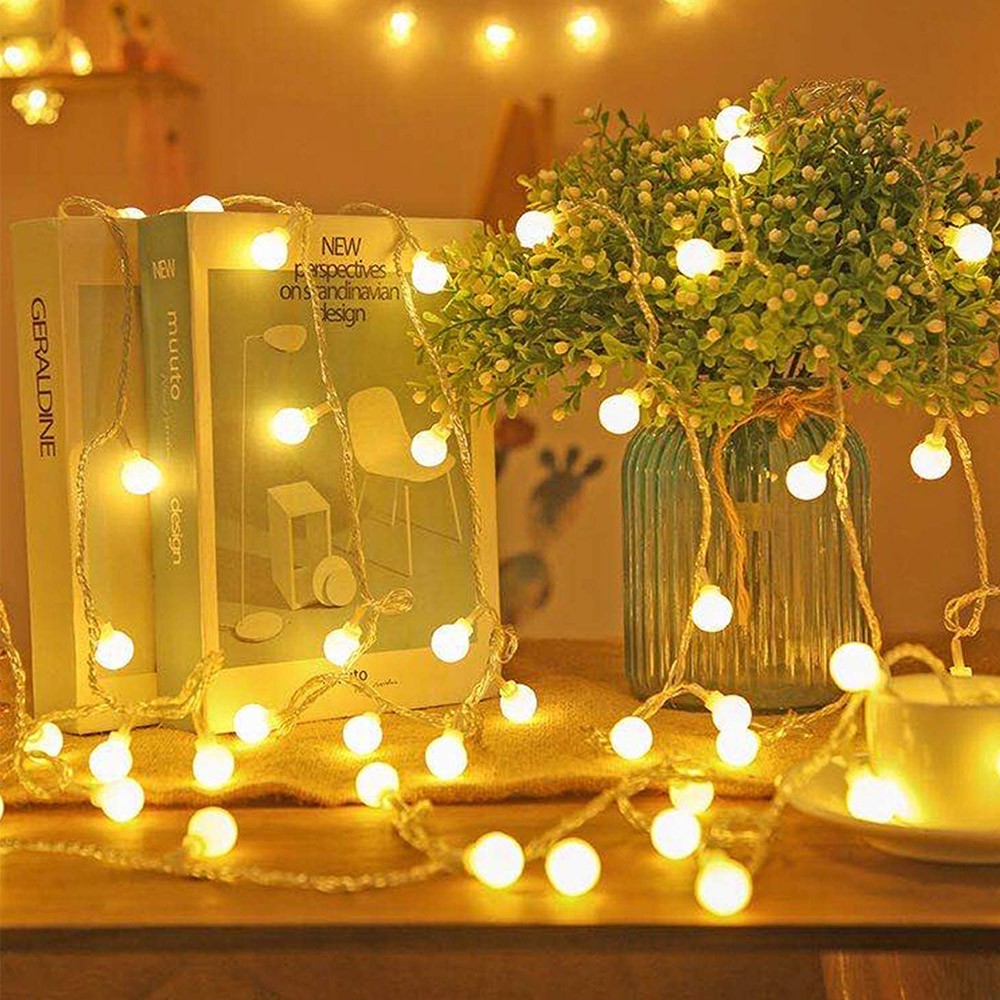5M 50LED String Lights Battery Powered Ball Christmas String Lights for Indoor Bedroom Wedding Xmas Party Holiday Decoration