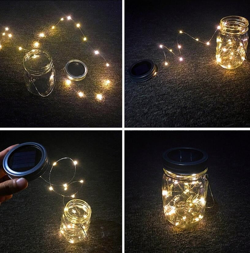 Solar Mason Jar Lights with 20 LEDs Fairy Firefly String Lights