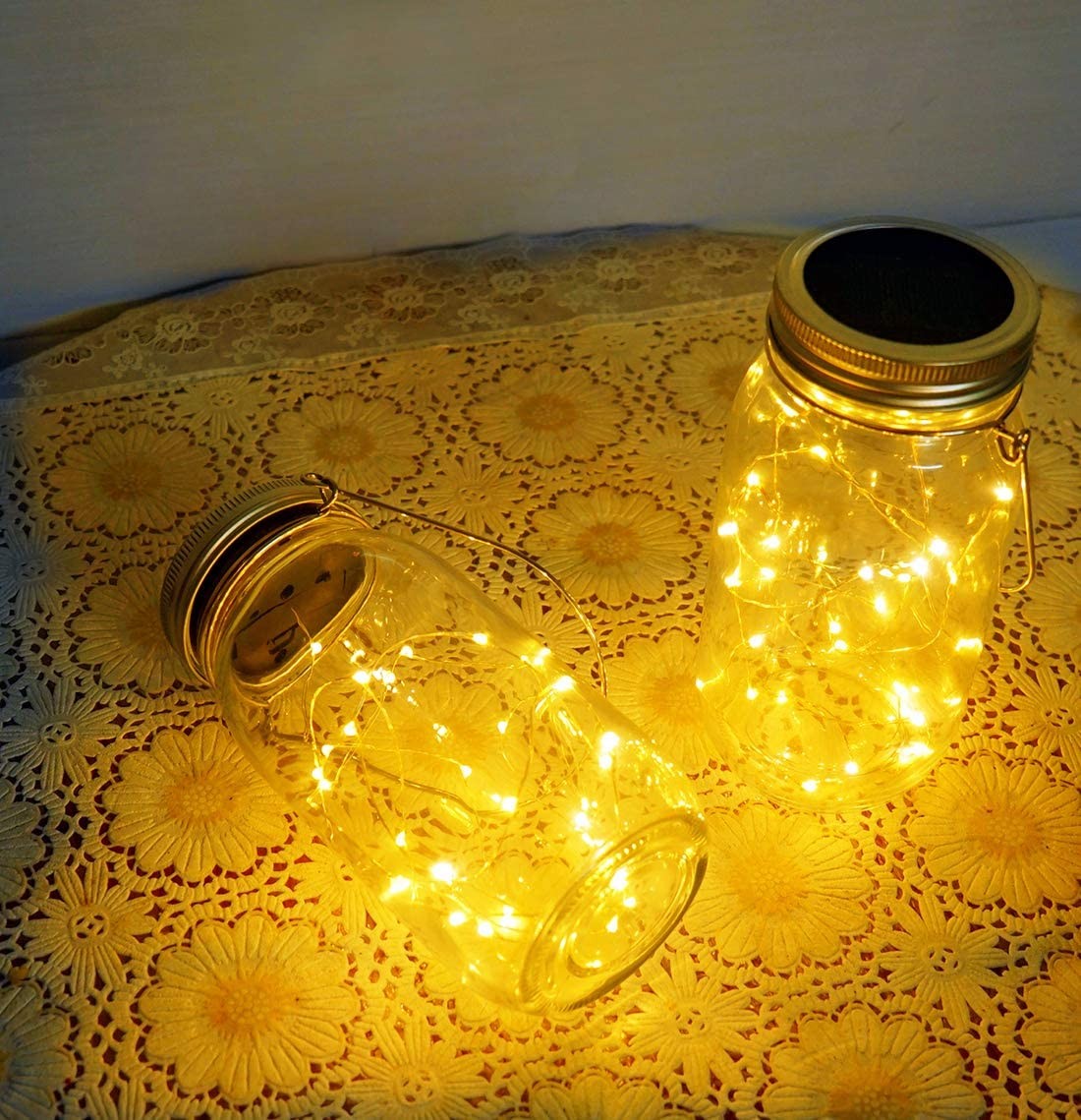Solar Mason Jar Lights with 20 LEDs Fairy Firefly String Lights