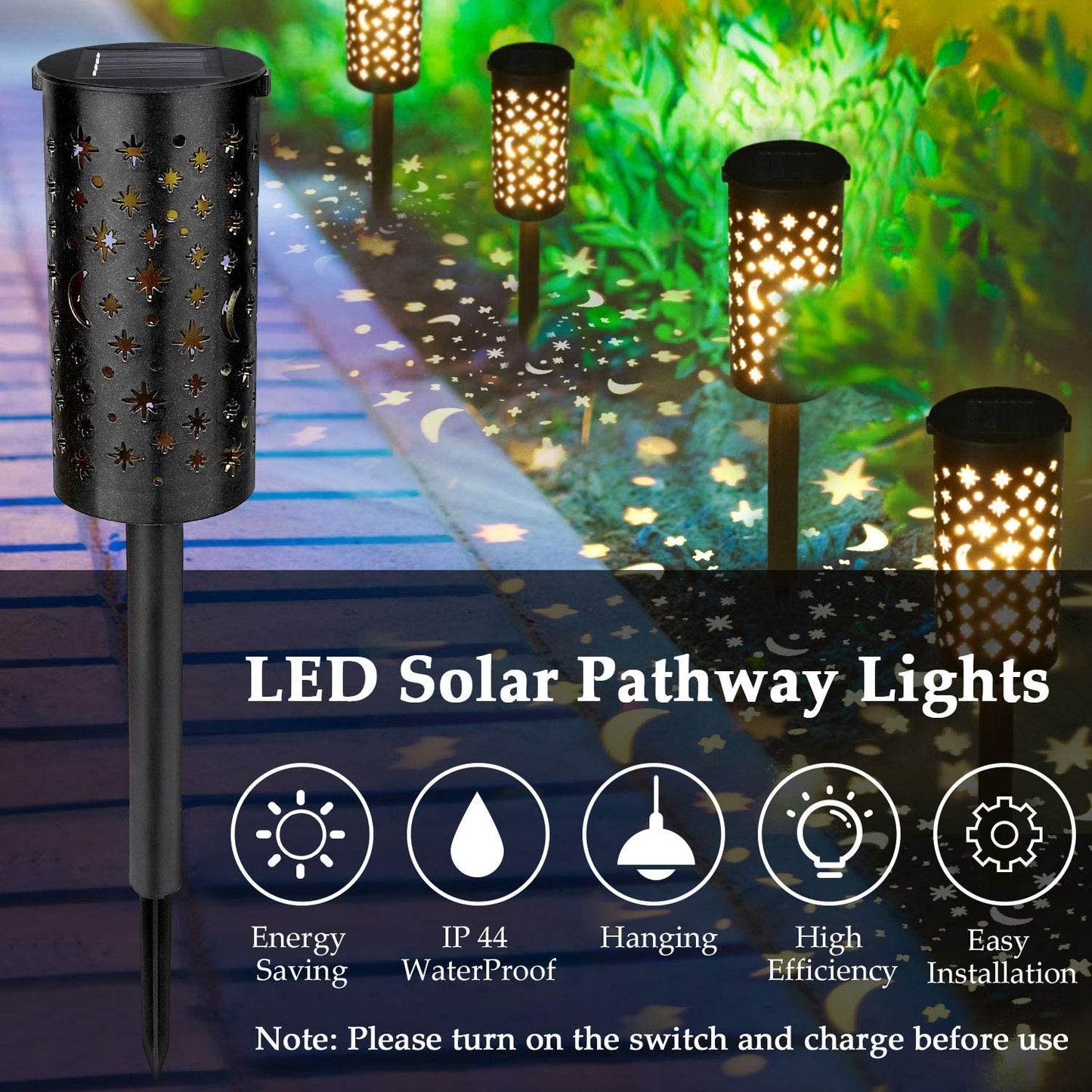 Waterproof Solar Lamp Lantern Pathway Garden Stake Light
