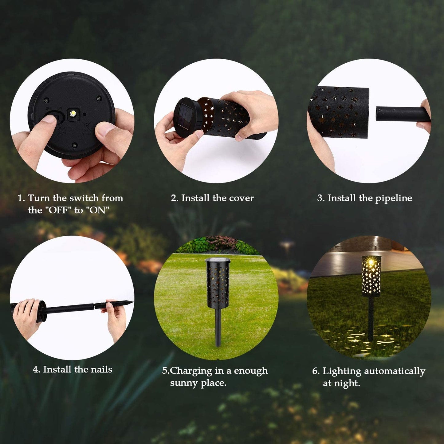 Waterproof Solar Lamp Lantern Pathway Garden Stake Light