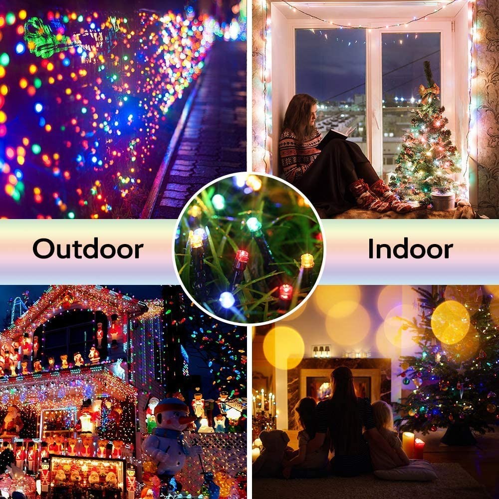 12M 100LED Multicolour 8 Mode Solar String Lights Waterproof Starry Fairy Light