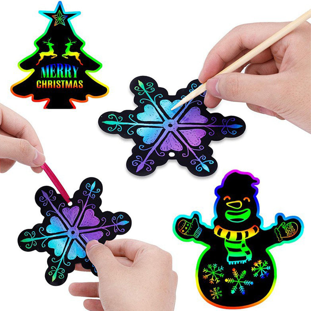 1 Set of Rainbow Scratch Art Kit Christmas Scratch Off Cards Paper