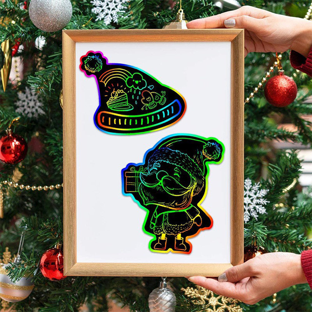 2 Sets of Rainbow Scratch Art Kit Christmas Scratch Off Cards Paper