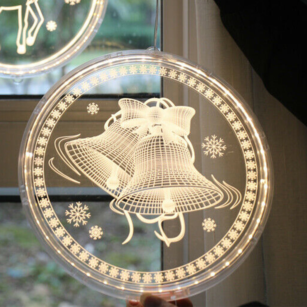 16cm Christmas Bell Print Window Hanging Light Xmas Decor