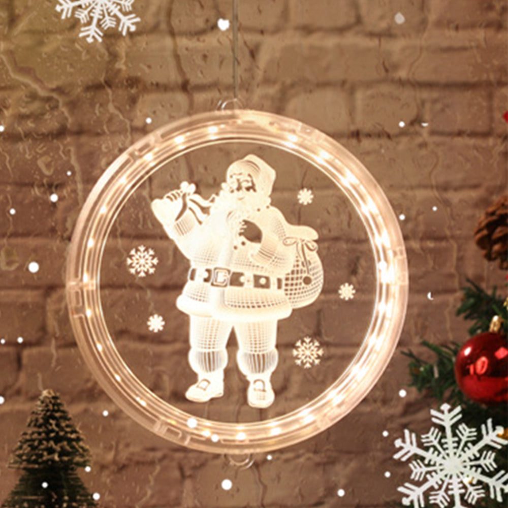 16cm Christmas Santa Claus Print Window Hanging Light Xmas Decor