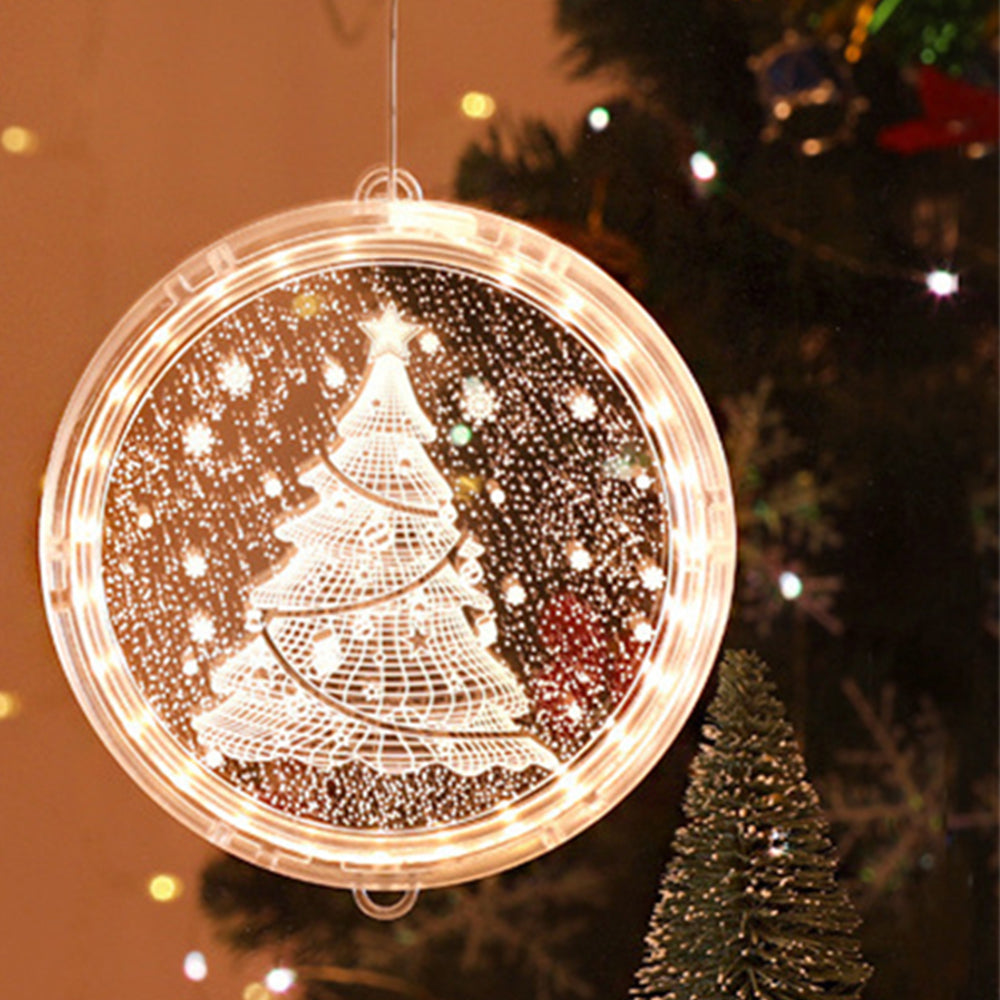 16cm Christmas Tree Print Window Hanging Light Xmas Decor