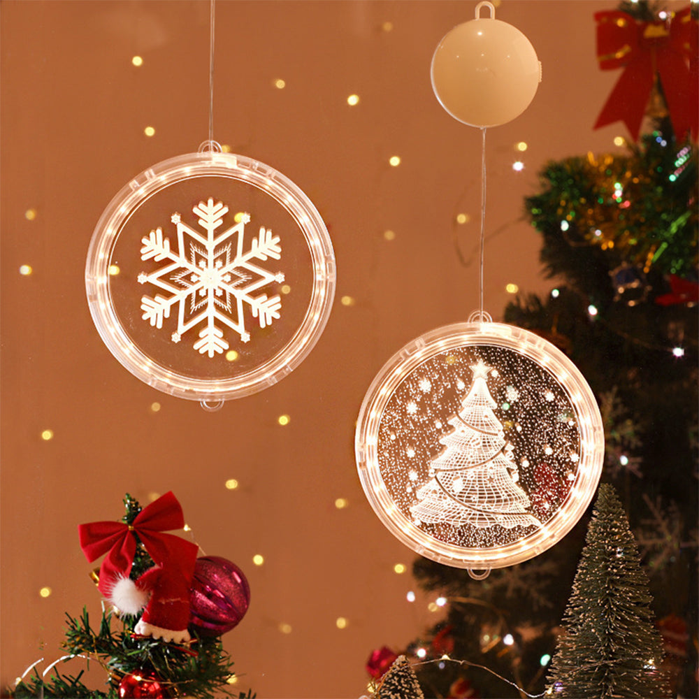 16cm Christmas Snowflakes Print Window Hanging Light Xmas Decor