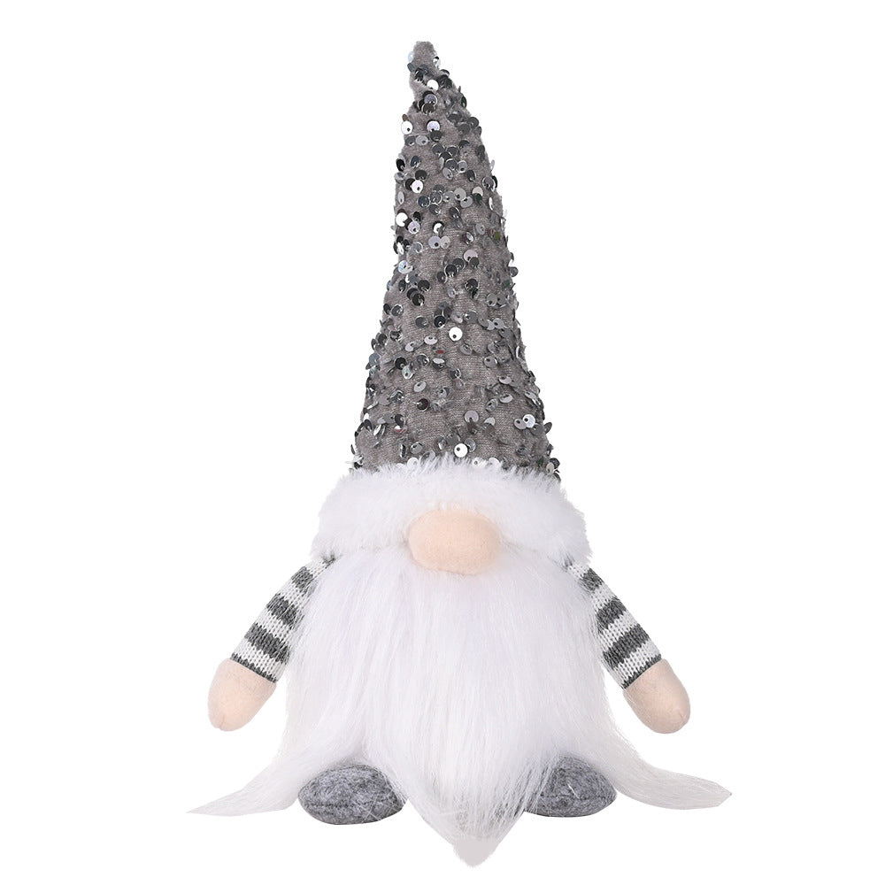 1Pcs Christmas Gnome Xmas Decor with LED Light and Bling Hat Grey