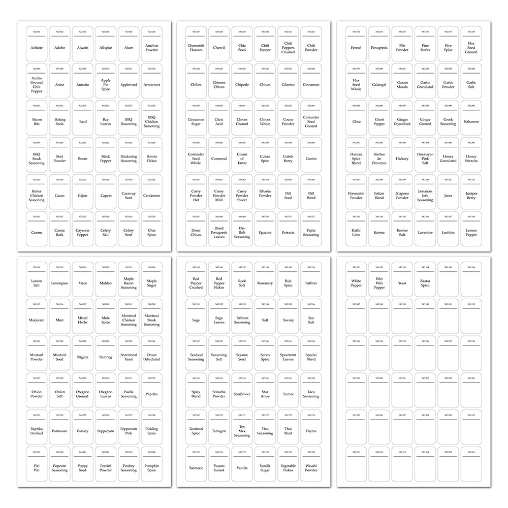 216pcs Kitchen Spice Jar Labels Stickers