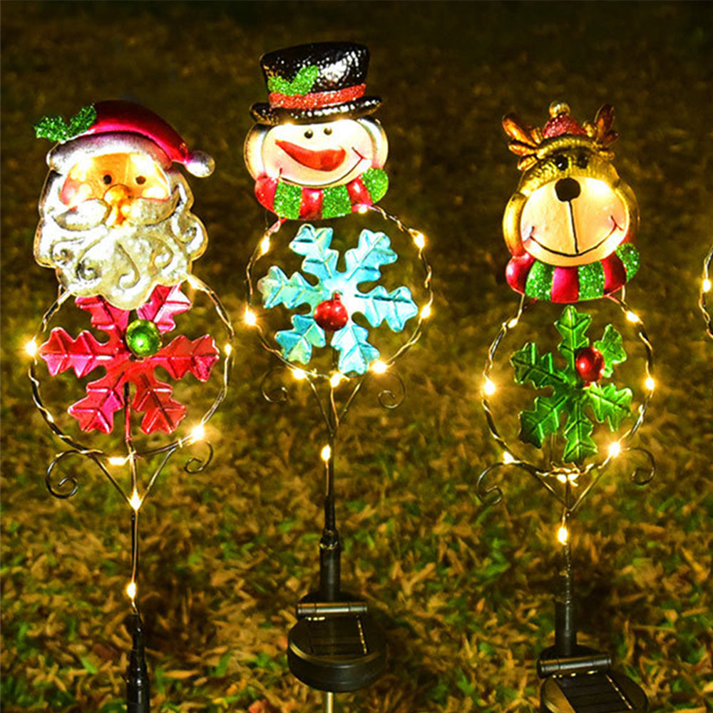 2Pcs Solar Christmas Santa Claus Garden Stake Lights