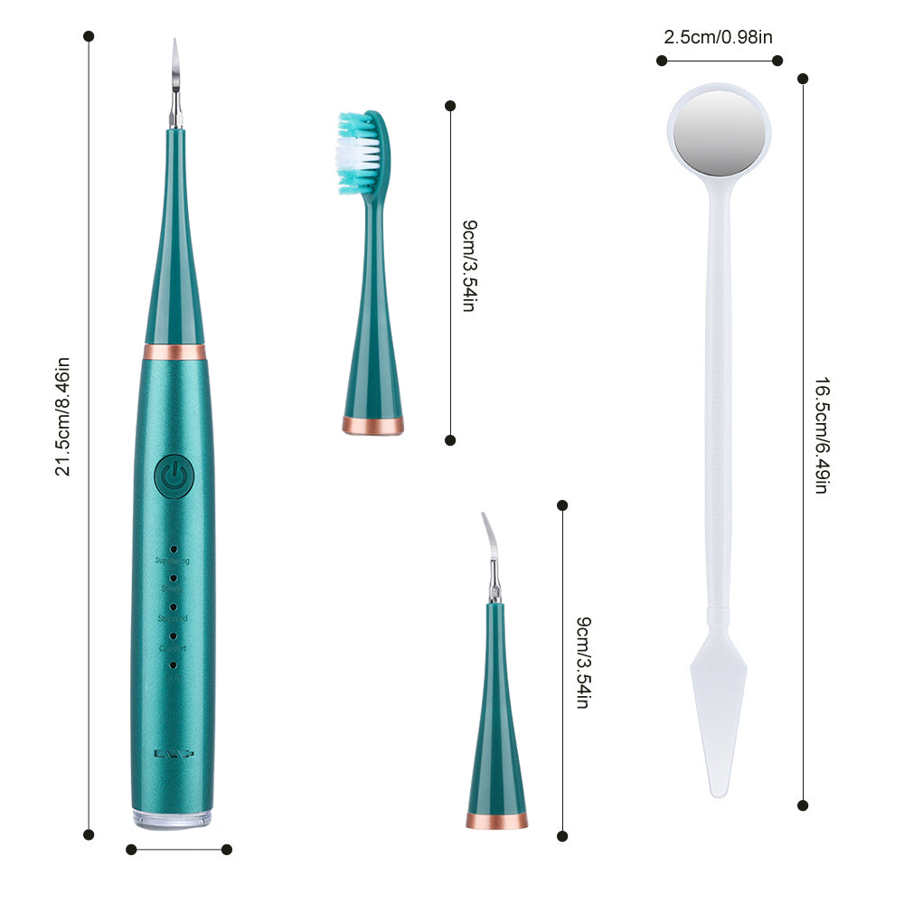 Electric Sonic Dental Plaque Remover and Toothbrush Heads Kit Green