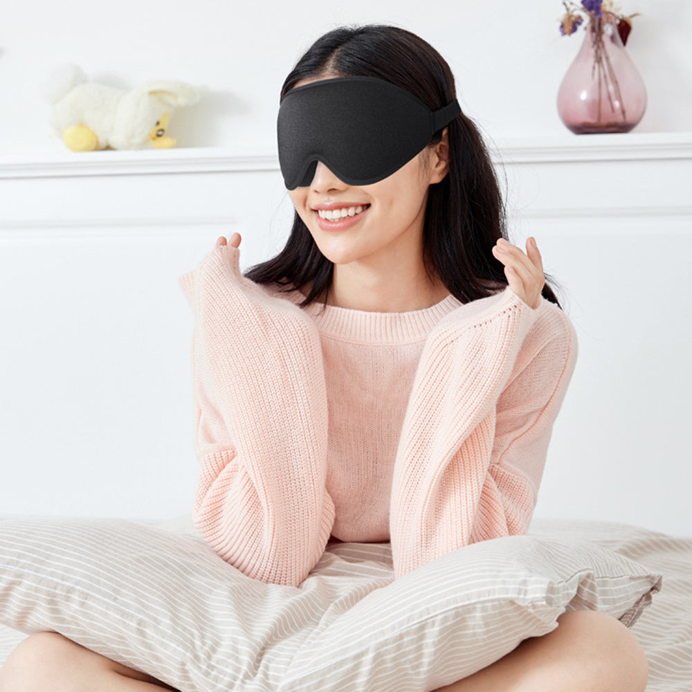 2 X Travel 3D Sleep Eye Mask Soft Deep Contoured Eye Covers Adjustable Sleeping Blindfold Black