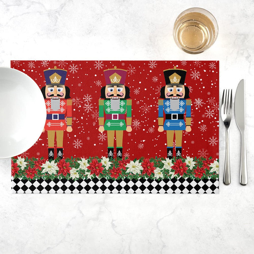 4Pcs Nutcrackers Soldier Merry Christmas Placemats Holiday Table Mats - Style 1