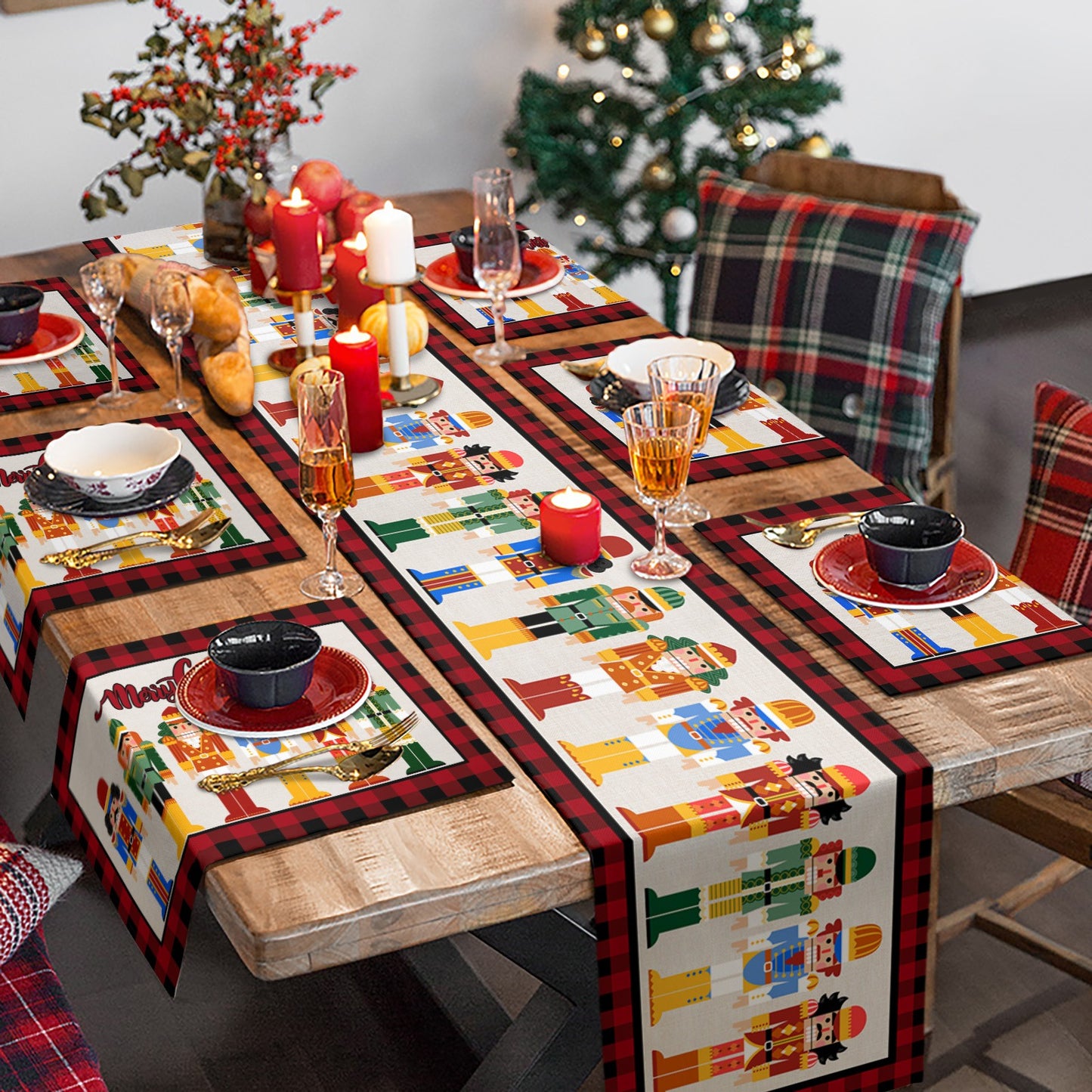 4Pcs Nutcrackers Soldier Merry Christmas Placemats Holiday Table Mats - Style 3