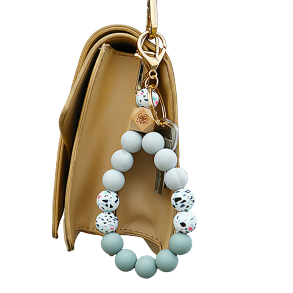 Women Key Ring Wristlet Keychain Bracelet White