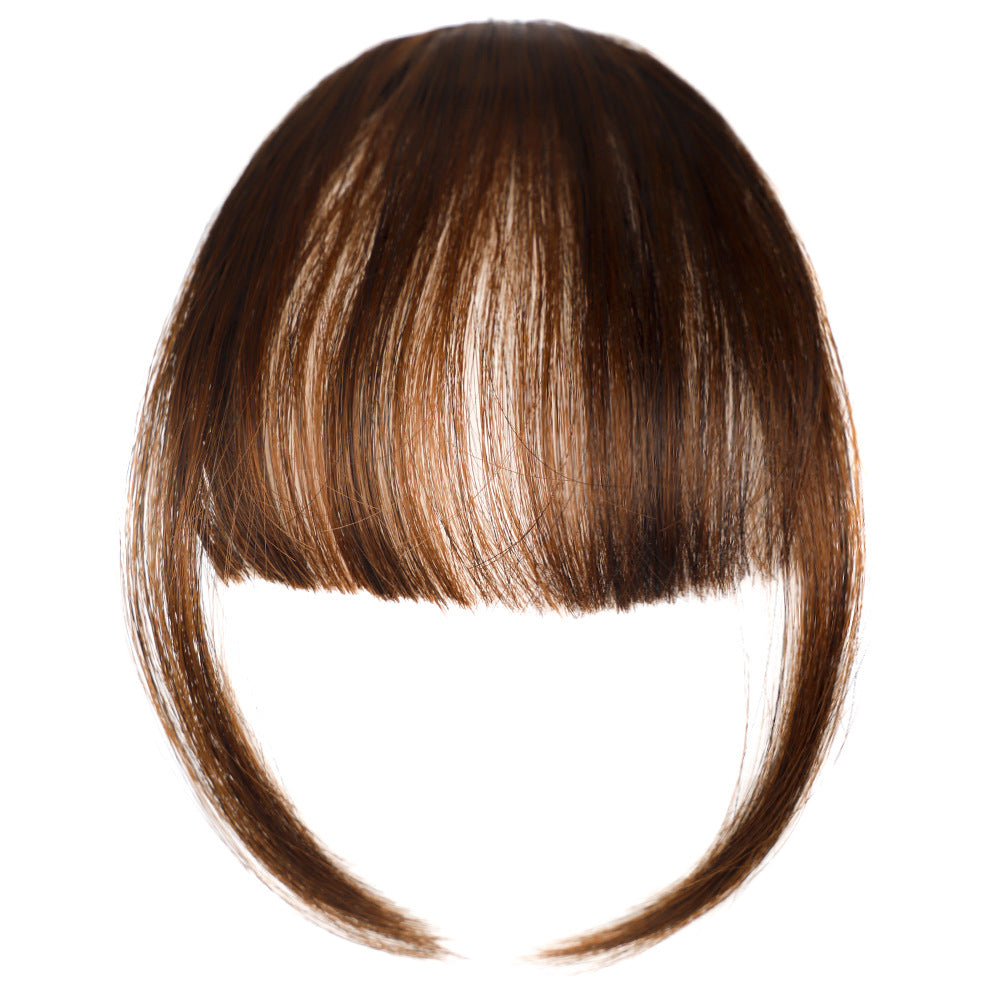 2Pcs Women Clip in Air Bangs Fringe Fake Bangs Light Brown