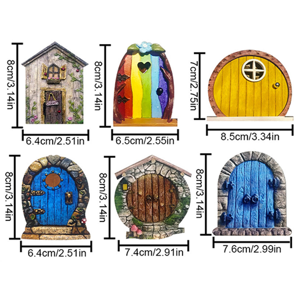 Set of 6Pcs Miniature Fairy Door for Tree Decor Sculpture Style 2