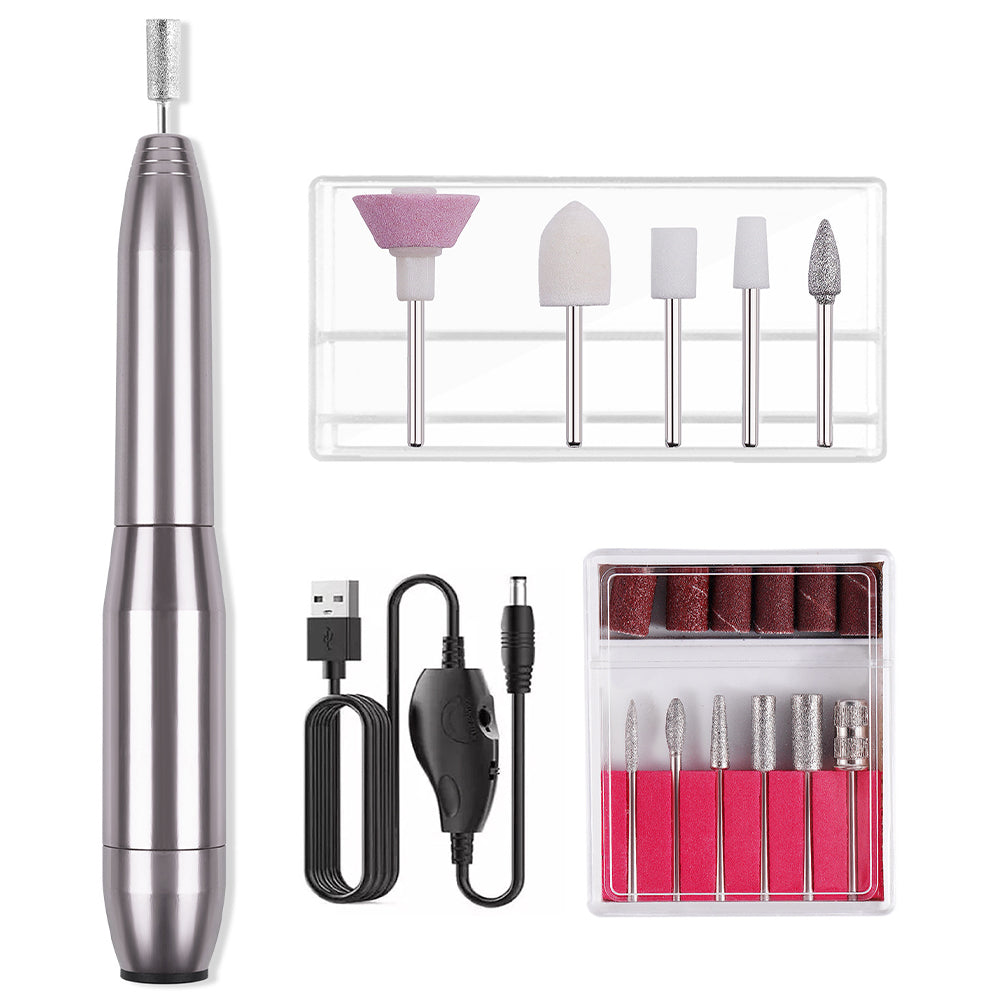 Portable Nail Drill Machine Kit Silver