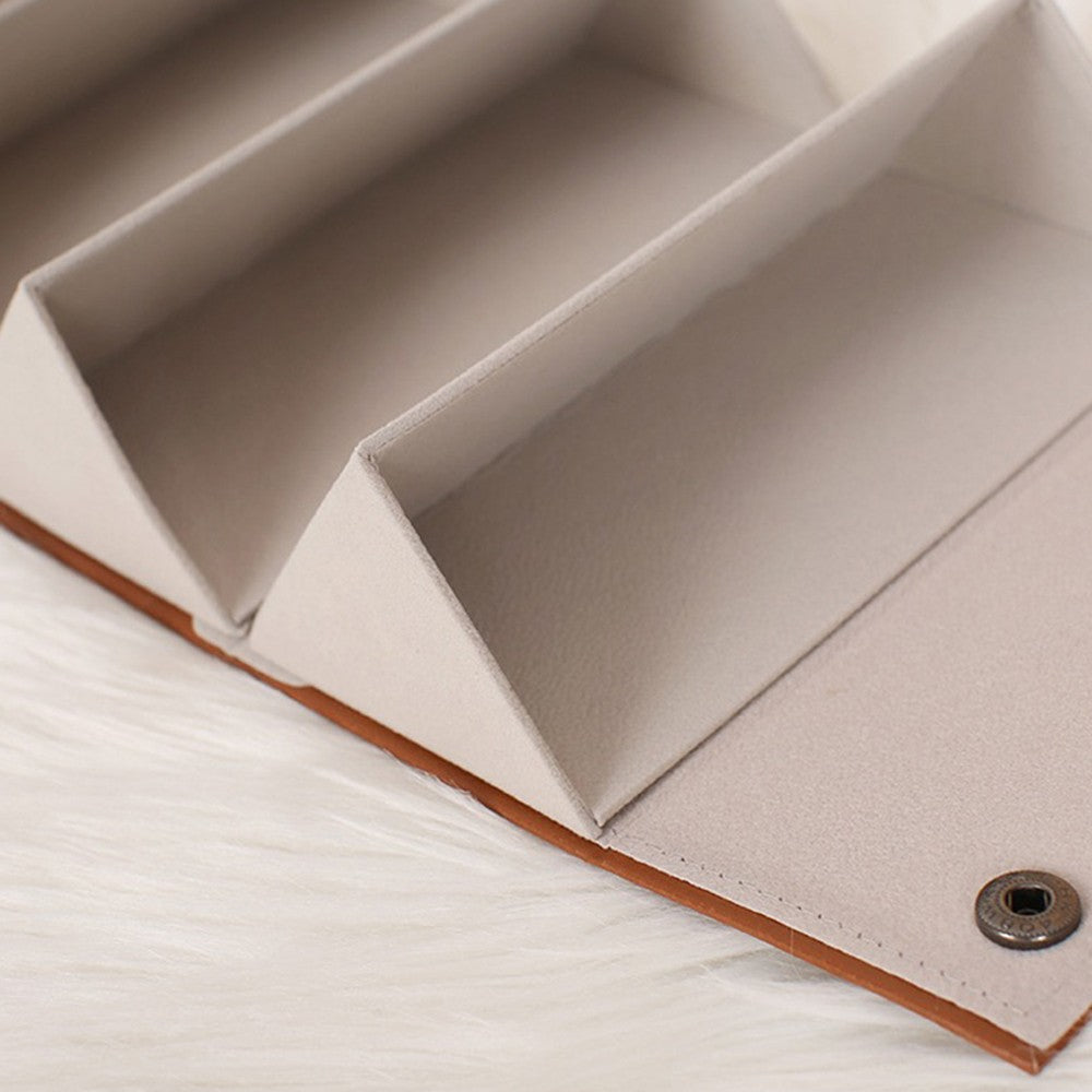 5 Slots Travel Sunglasses Organizer Case Glasses Storage Box Hanging Eyewear Holder Brown