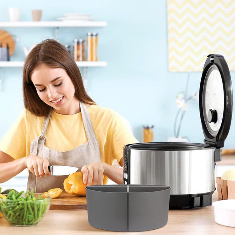 4 In 1 Silicone Slow Cooker Divider Liner for 6 QT Crockpot Reusable Crock Pot Divider Cooking Liner Grey