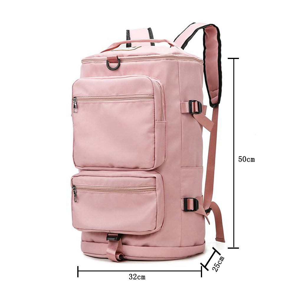 Water Resistant Travel Duffel Backpack Gym Bag Pink