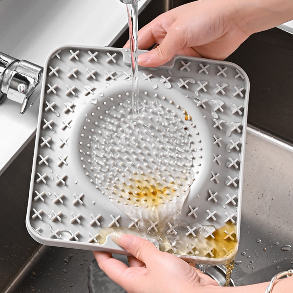 Pet Licking Mat for Dog Cat Pet Slow Feeder Treat Mat Grey