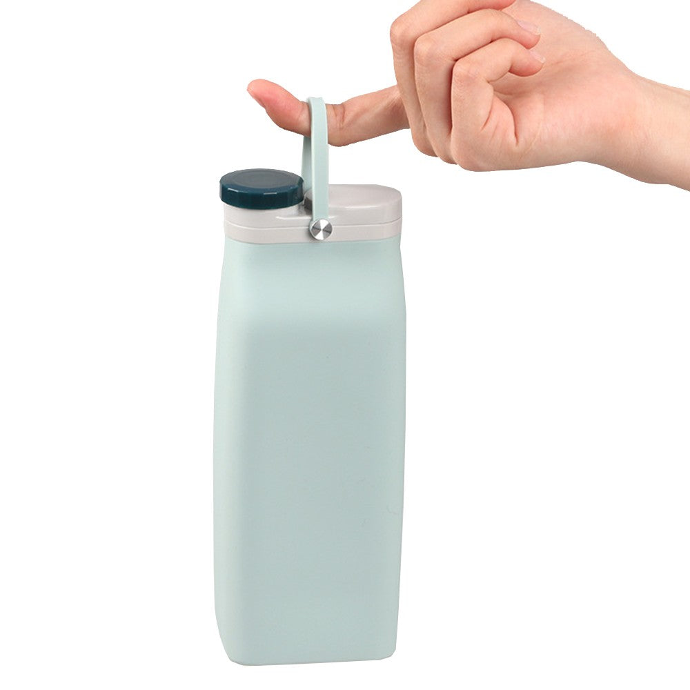 600ml Collapsible Silicone Water Bottle Reusable Leakproof Water Bottle Green