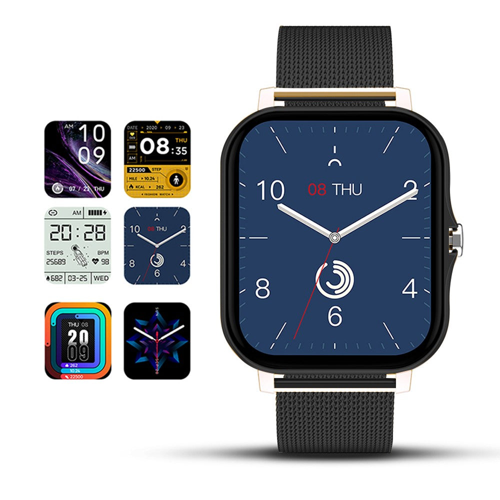 Bluetooth Smart Watch Heart Rate Monitor with Magnetic Charging Cable Black