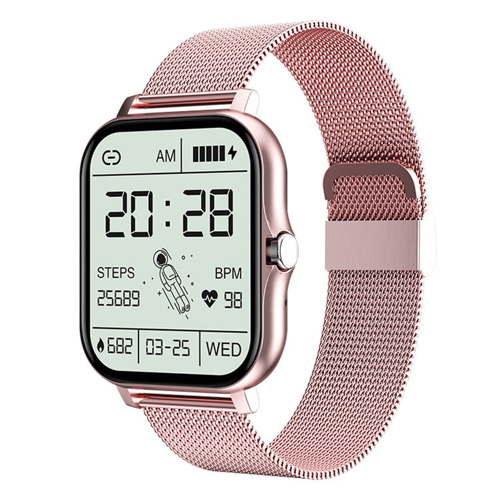 Bluetooth Smart Watch Heart Rate Monitor with Magnetic Charging Cable Pink