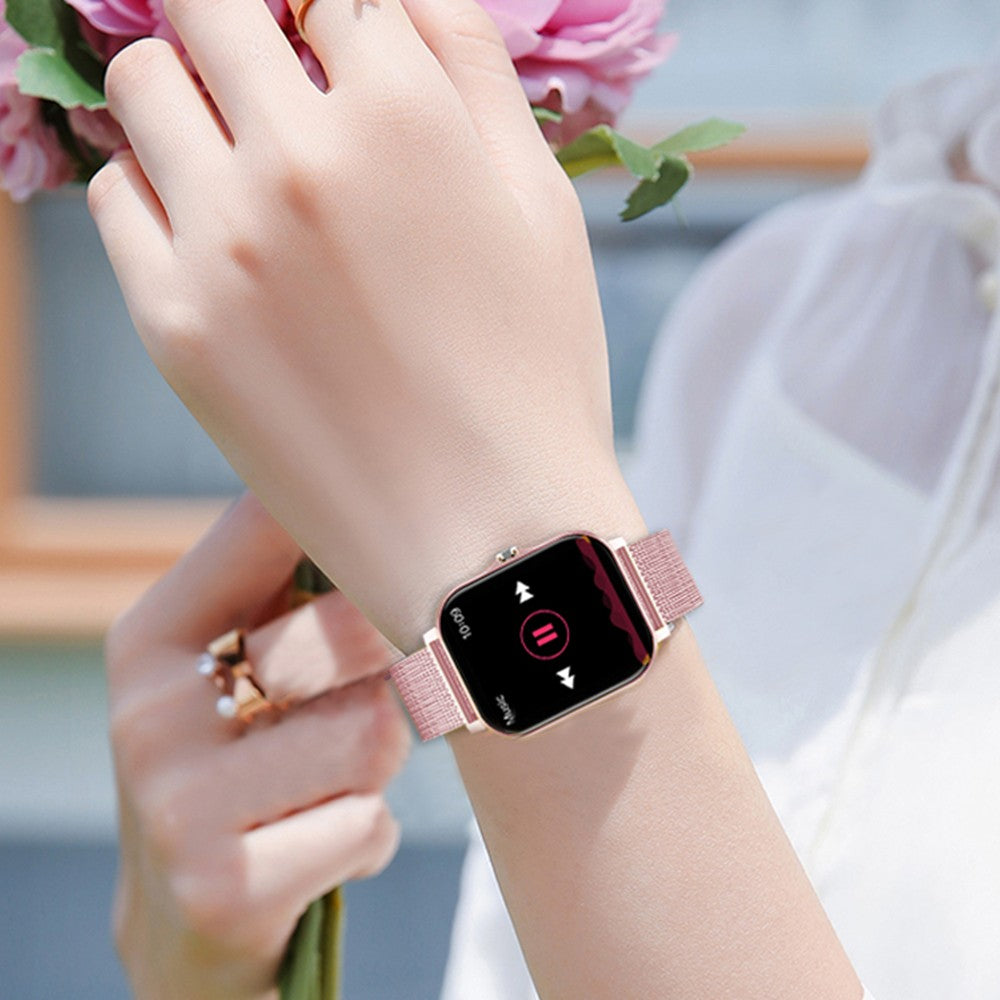 Bluetooth Smart Watch Heart Rate Monitor with Magnetic Charging Cable Pink