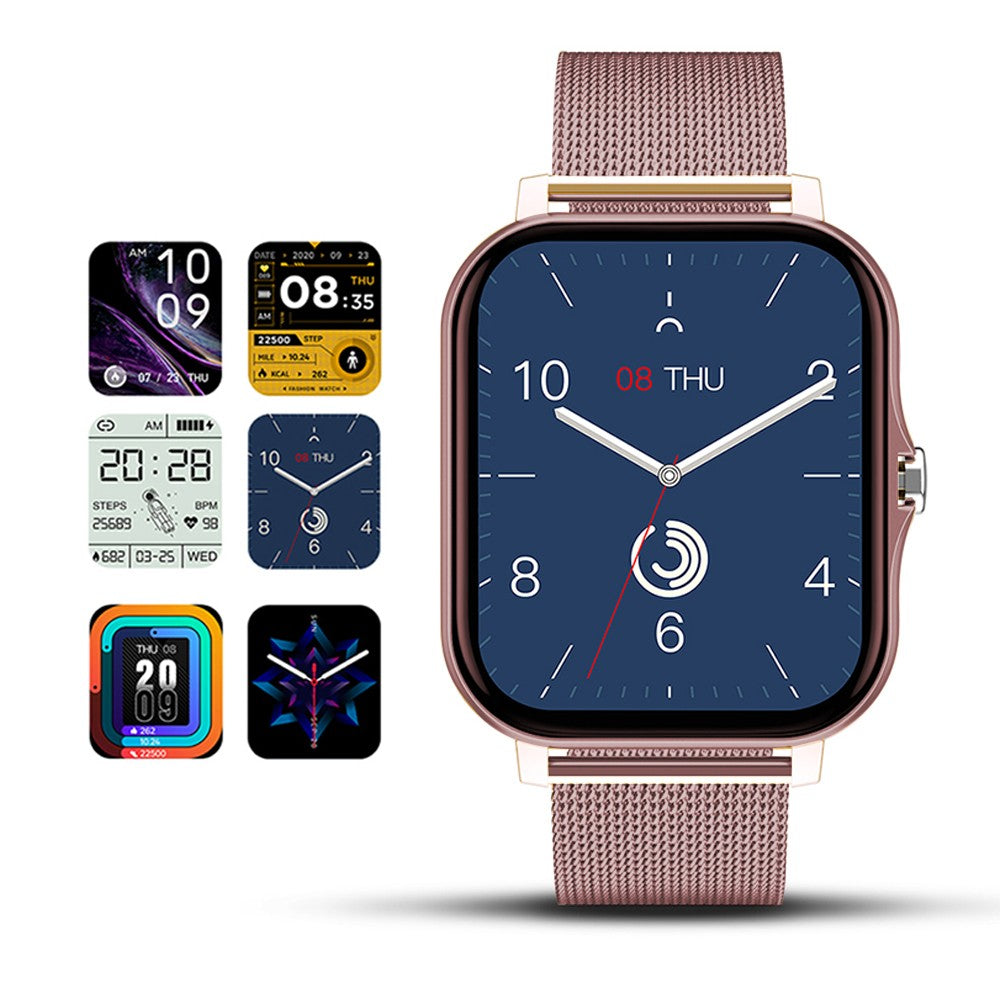 Bluetooth Smart Watch Heart Rate Monitor with Magnetic Charging Cable Pink