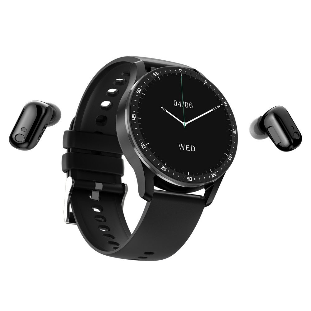 X7 Smart Watch Touch Screen Fitness Tracker with TWS Bluetooth Earphones Black