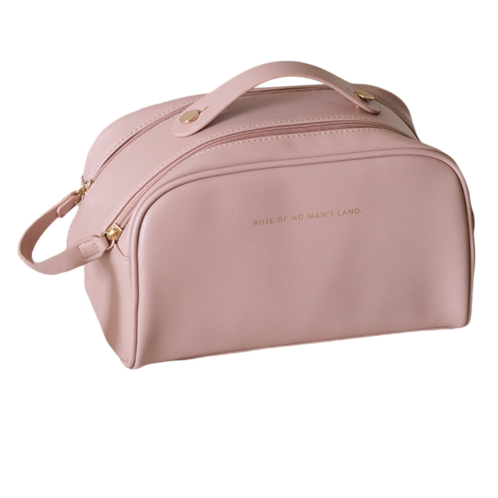 Double Zipper Travel Makeup Bag Cosmetic Bag Makeup Brushes Organizer Pink