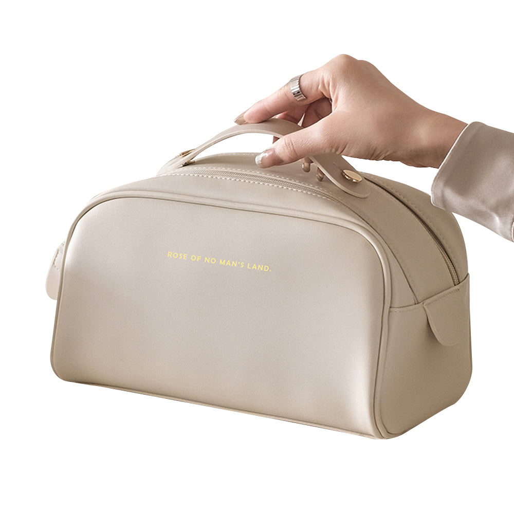 Double Zipper Travel Makeup Bag Cosmetic Bag Makeup Brushes Organizer White