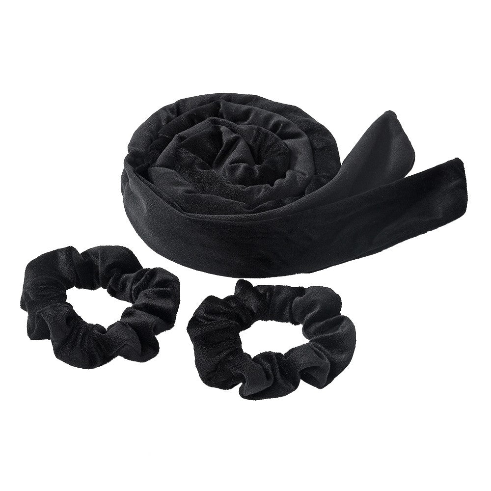 3Pcs Set Heatless Curling Rod Hair Curling Rollers Lazy Curler Headband Black
