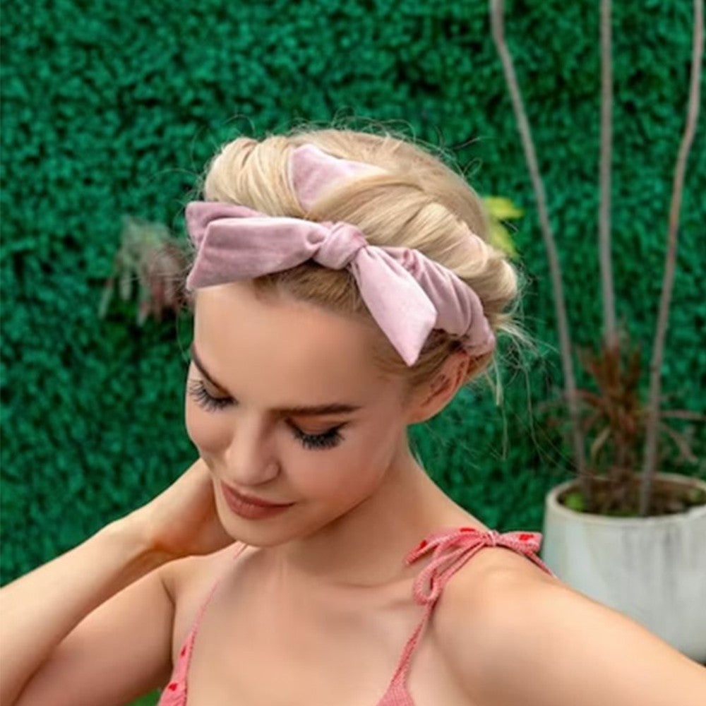 3Pcs Set Heatless Curling Rod Hair Curling Rollers Lazy Curler Headband Pink