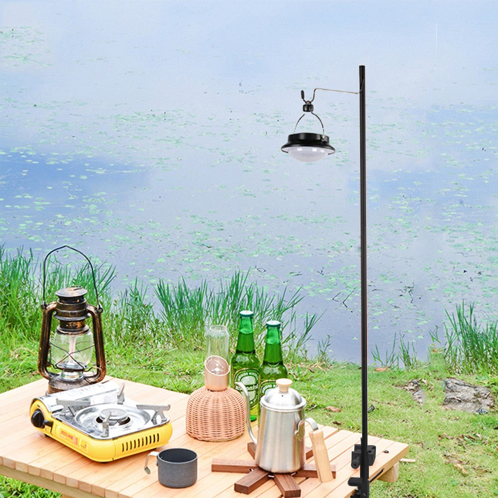 Collapsible Aluminium Alloy Camping Lantern Stand with Stake and Hook Black